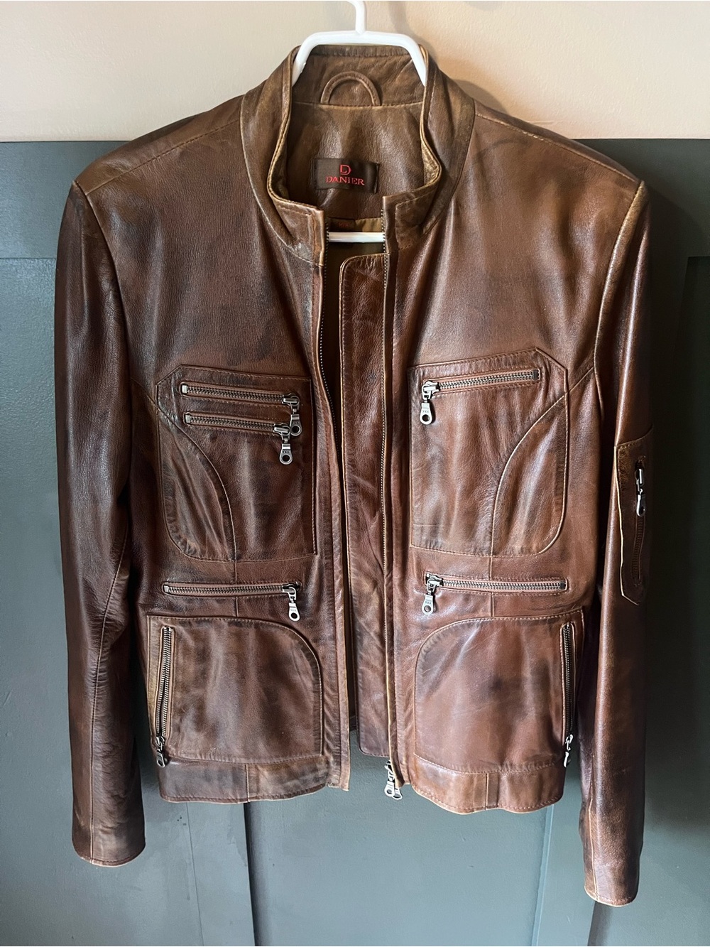 Danier Brown Leather Bomber Jacket
